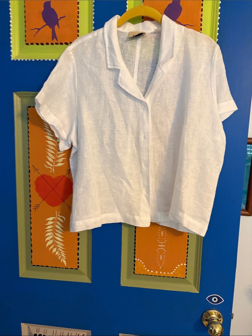 Elie Tahari petite XL Linen Boxie Blouse Elegant simplicity.